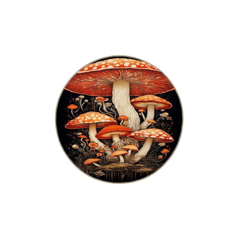 Red Mushroom Patterned Modern Decorative Washable Carpet, Runner 2'6" x 6'7"