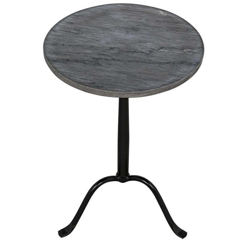 Cosmopolitan Black and Gray Marble Round Side Table