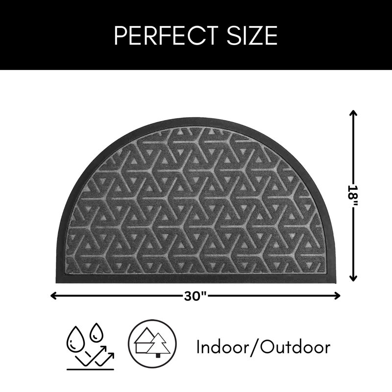 Outdoor Mat Non-Slip Geometric Indoor / Outdoor Doormat, Gray