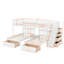 Lit superposé double au-dessus de simple et simple, lit superposé triple en bois avec tiroirs et garde-corps-203618423