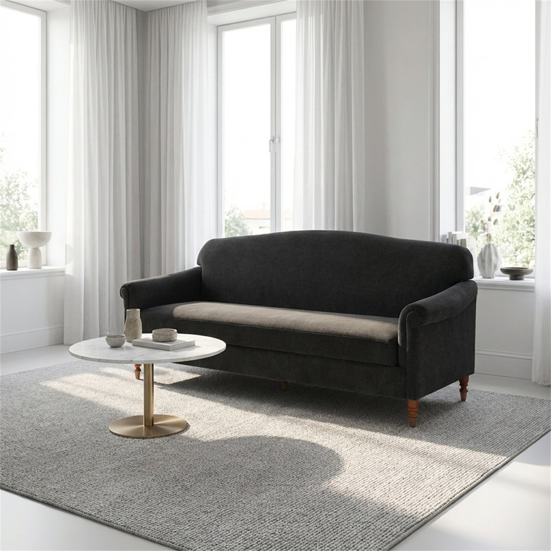 Canapé double moderne avec accoudoirs roulés de 77,5 pouces avec accoudoirs roulés, idéal pour les salons ou les coins lecture.