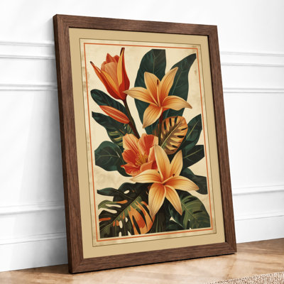 Orange Blooms Study Botanical - Framed Print