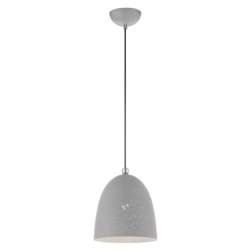 Luminaire suspendu en forme de dôme à 1 lumière Ashkon, Gris nordique, H 80 po x l 9,5 po x P 9,5 po