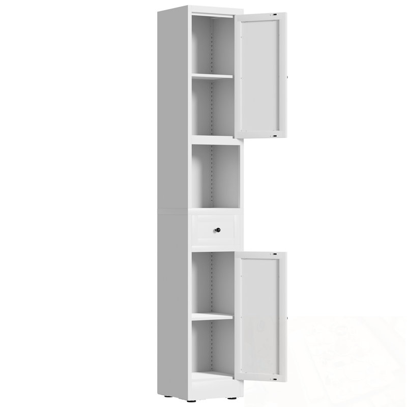 Tall Bathroom Storage Cabinet with 2 Doors and Adjustable Shelves, White