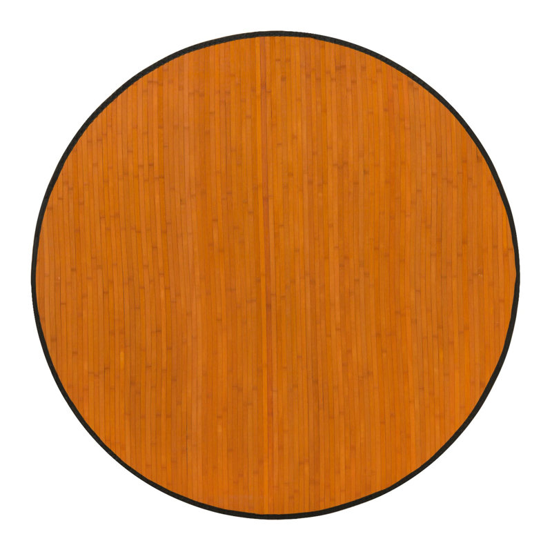 Trinidad Bamboo Slat/Seagrass Area Rug in Vintage Orange/Black, Round 5'3"