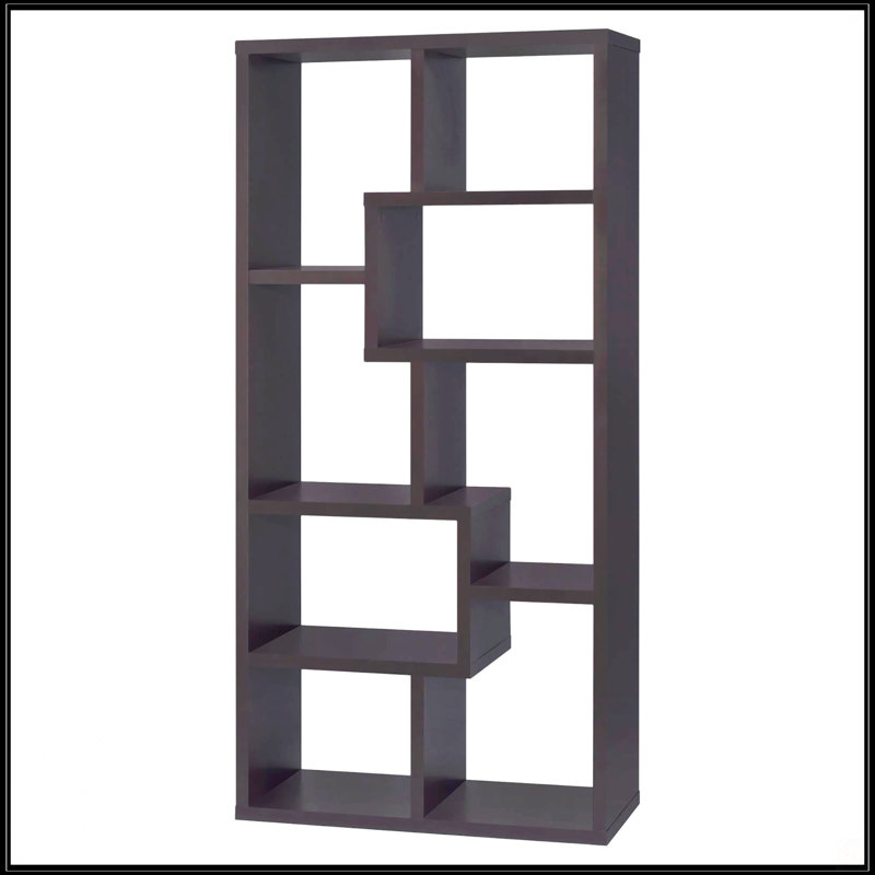 8-Shelf Geometric Bookcase, Cappuccino