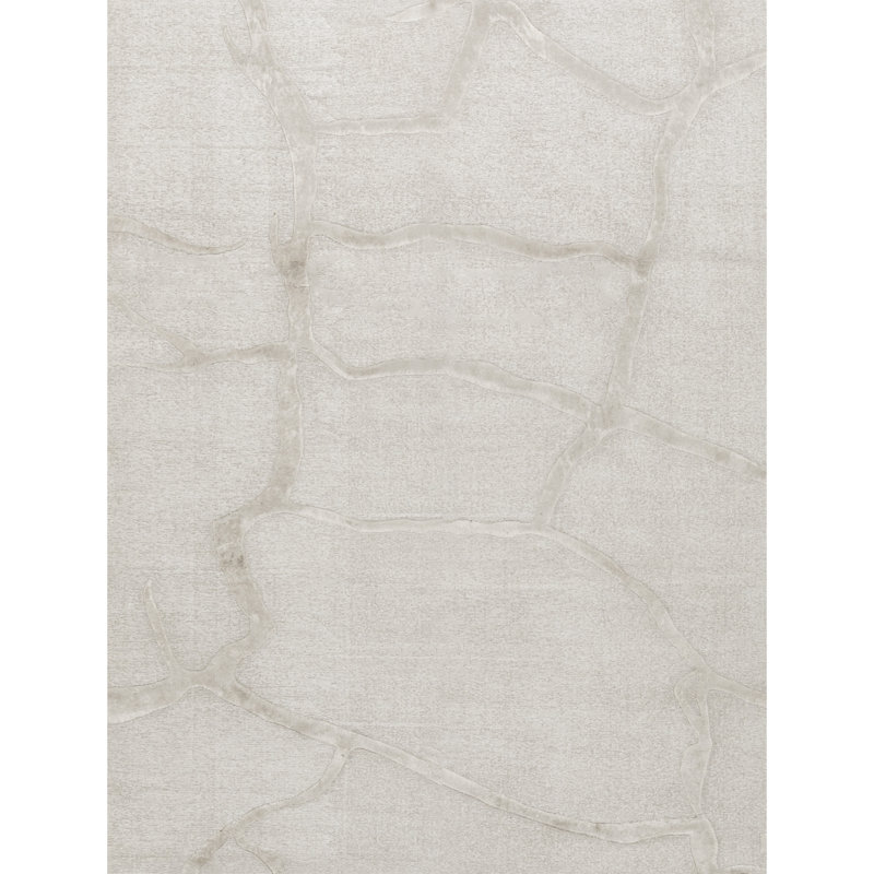 Cotton Abstract Area Rug in Beige