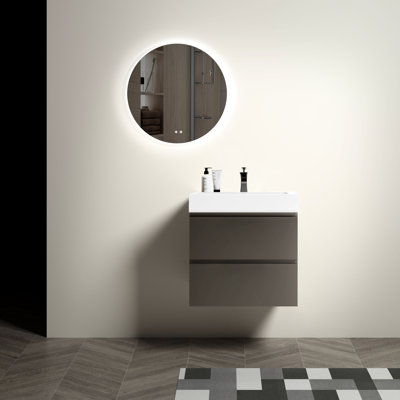 24" Gray Bathroom Vanity With - Modern Flair, Expansive Storage, Silent Glide, Beveled Element Sink Fashionable And Functional, Big Storage Option, Movement, Look