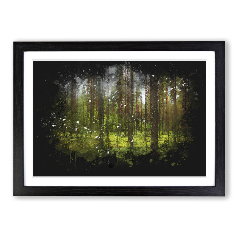 Green Forest Vol.1 - Picture Frame Graphic Art, 36cm H x 48cm W x 2cm D, Black Framed