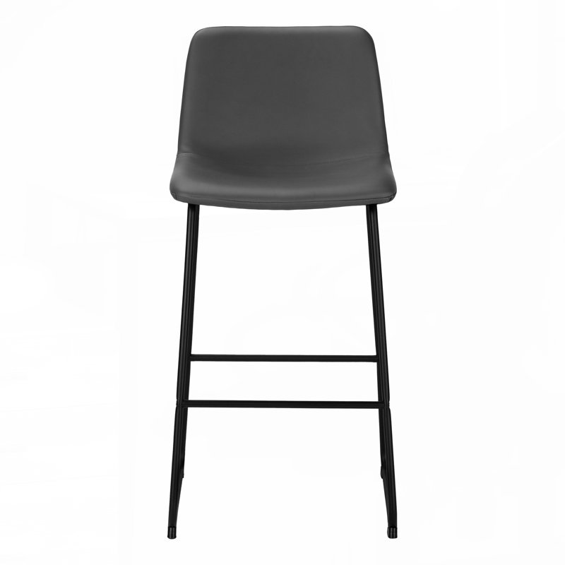 Chaise de bureau, hauteur de bar, debout, bureau d'ordinateur, bureau, aspect cuir gris, métal noir, contemporain