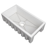 Fireclay Venice Front Reversible 33" L x 18" W Farmhouse/Apron Kitchen Sink with Accessories