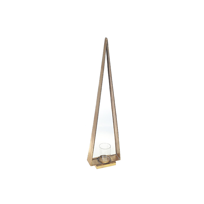 Grand porte-bougie triangulaire en métal, H 20 po x l 5 po x P 2 po