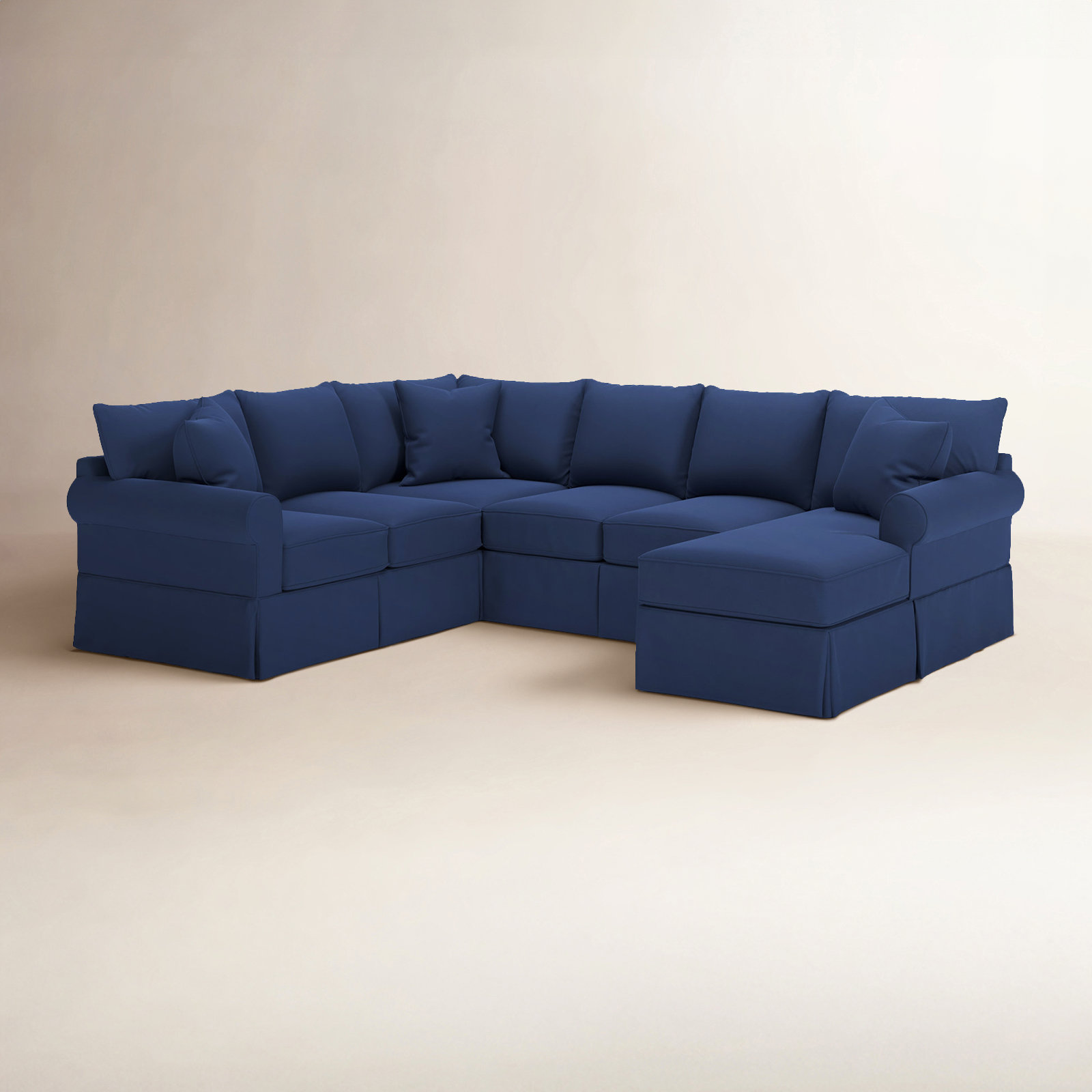 Amari Slipcovered U-Shaped Sectional, Right Hand Facing, Canvas Navy Sunbrella® Canvas