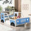 Grand lit plateforme en forme de voiture avec roulettes, bleu-250689969