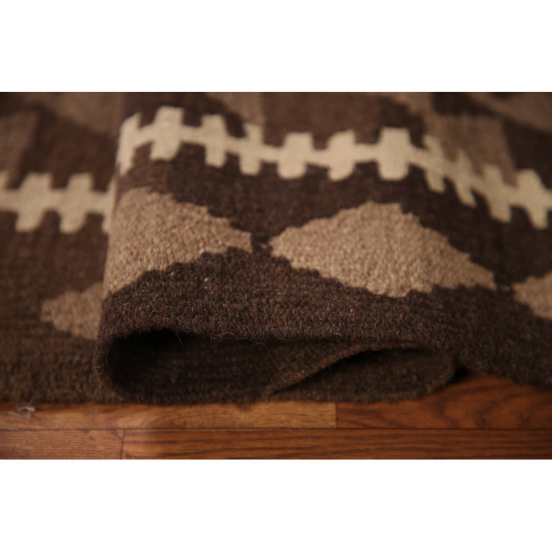 Brown Kilim Reversible Wool Area Rug 3x5
