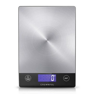 Crownful Digital Kitchen Scale - Rechargeable 304 Stainless Steel, 33lb Capacity In Grams/ounces, Lcd Display, Type-c Charging For Baking And Cooking