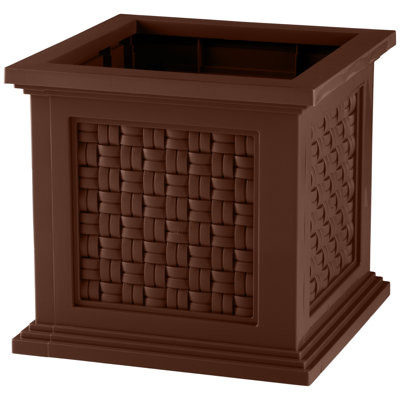 Boîte à fleurs en faux rotin 14,65 po Pure Garden, brun