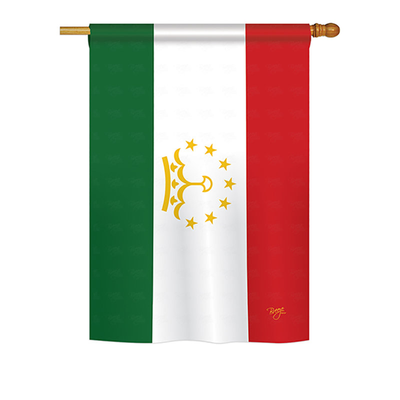 Drapeau maison en polyester 2 côtés tadjikistan, H 18,5 po x l 13 po