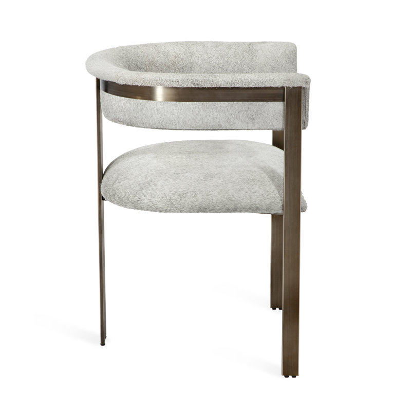 Darcy Upholstered Arm Chair, Antique Bronze, Genuine Leather Natural Gray