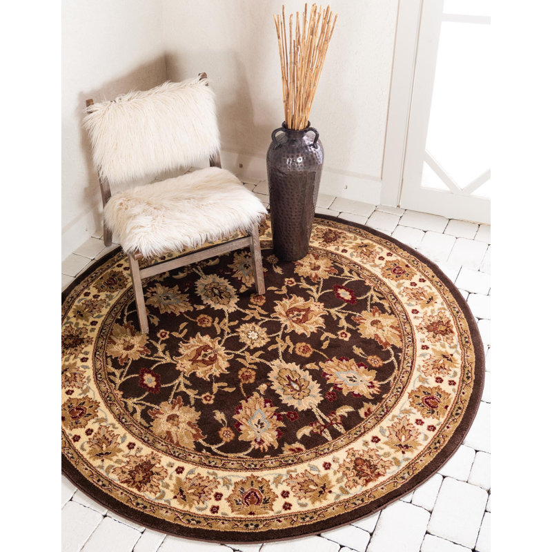 Tapis oriental brun Niles, Rond 6 pi 1 po