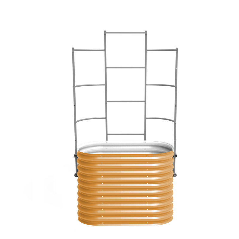 32" Tall 4 In 1 Modular Metal Outdoor Raised Garden Bed With Trellis, 78" H x 42" W x 42" D, British Green