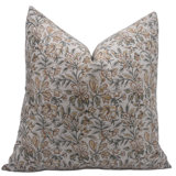 Block Print Throw Pillow Cover, 11 Thick Linen Decorative Cushion Cover