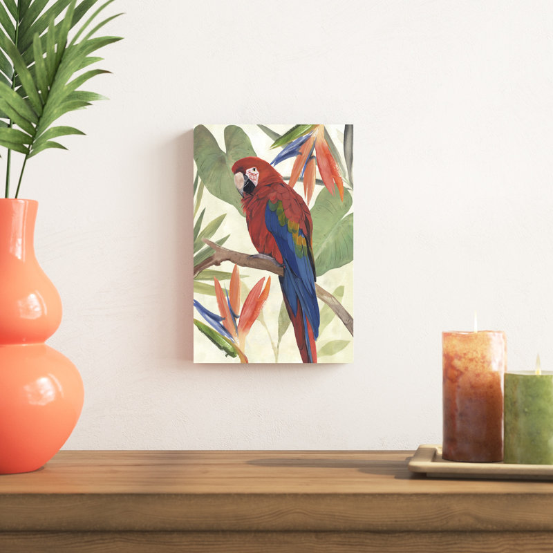 Composition de perroquet tropical II, H 12 po x l 8 po, Non, Toile tendue