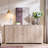 Curved Buffet Cabinet,  Large Sideboard Buffet Storage Cabinet with 4 Doors and Shelves, Modern Coffee Bar Station Wood Kitchen Table-1475474213
