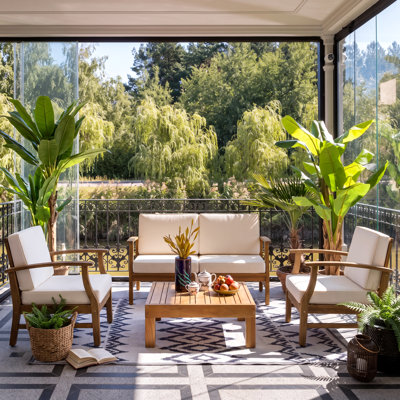 Theodore Acacia 4 - Person Patio Conversation Set with Cushions