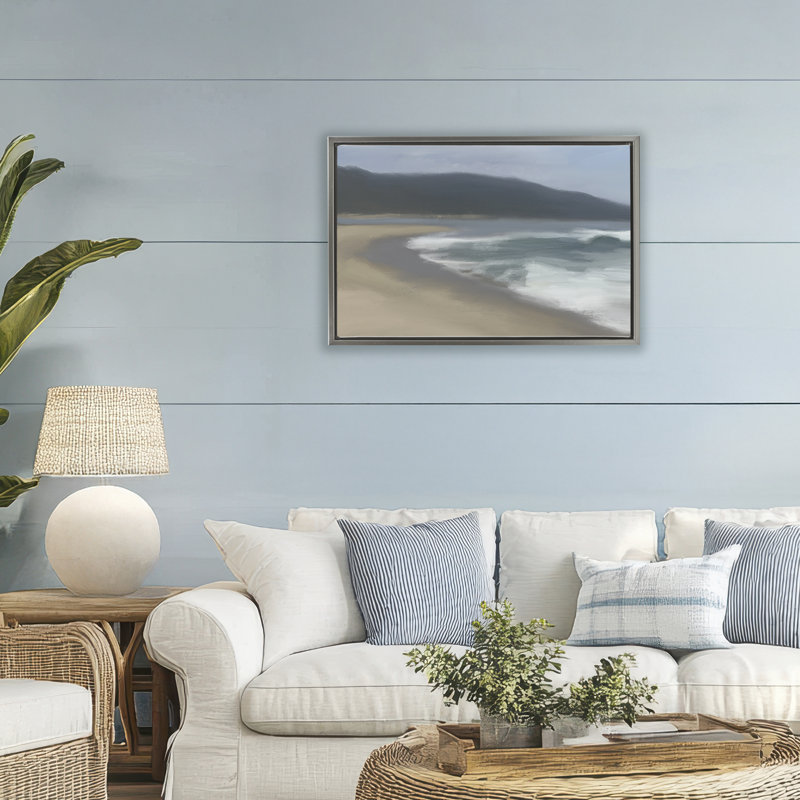 Cadre flottant Hazy Beach Curve, design par Matthew Piotrowicz, Cadre flottant gris lustré, H 21 po x l 31 po