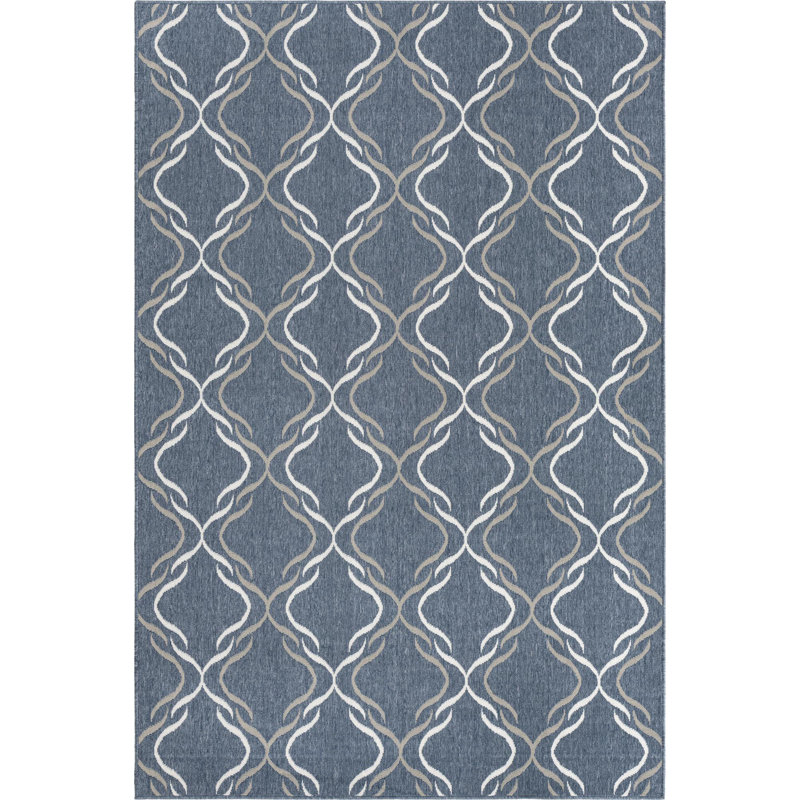 Tapis d'extérieur Preen bleu foncé, Rectangle 6 pi x 9 pi