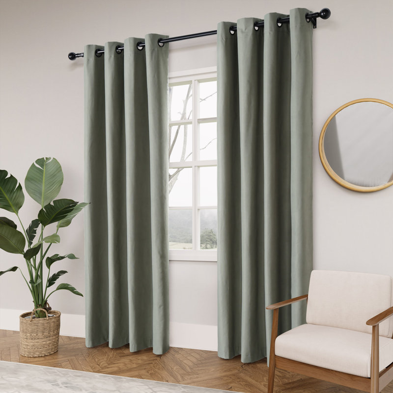 Huseman Soft Cotton Feel Twill 100% Blackout Curtain Pair（2 panels), 52" W x 108" L, Olive