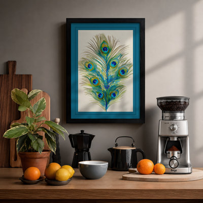 Peacock Feather Study Botanical - Framed Print