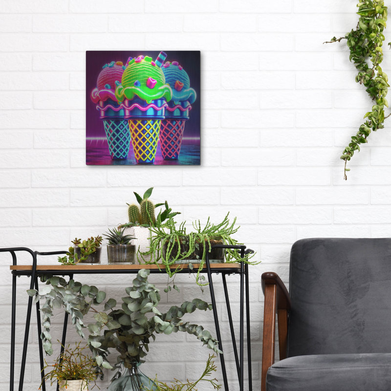  «Vibrant Ice Cream» par Rey Klimt, art mural en métal, H 12 po x l 12 po