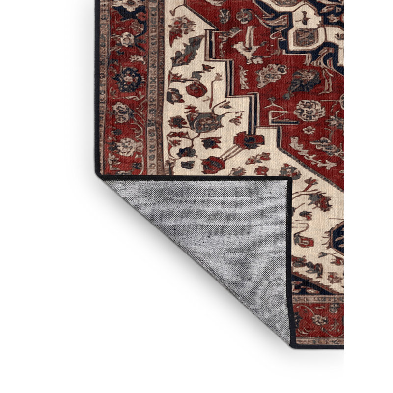 Machine Washable Persian Black Area Rug, Square 7'