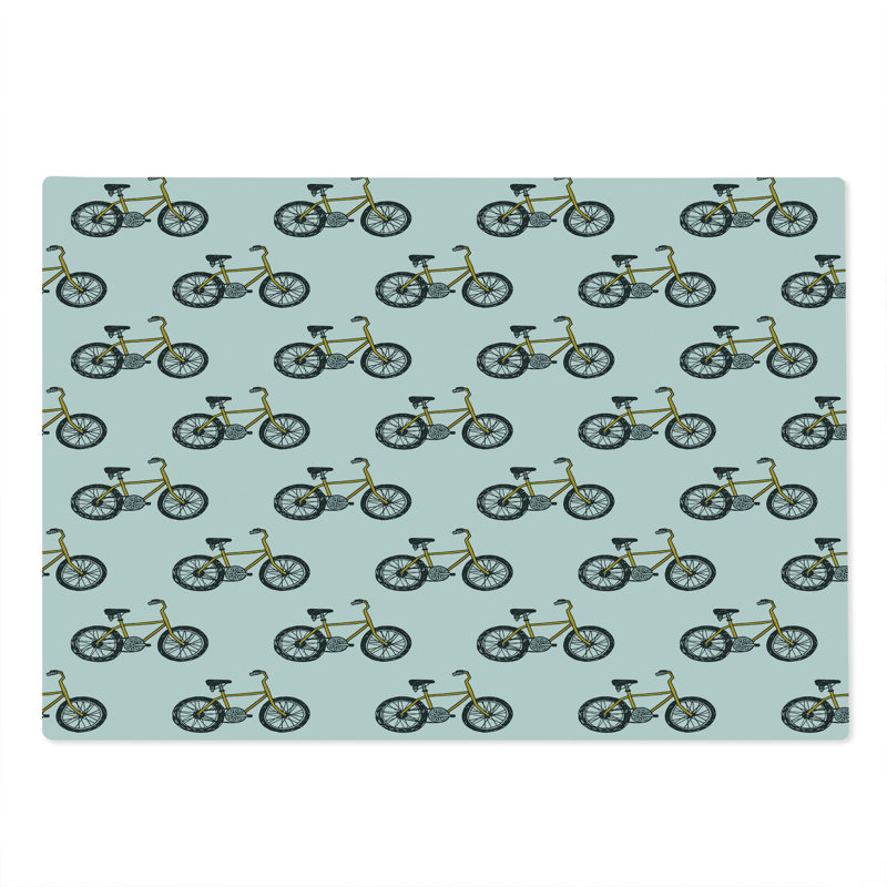 Planche à découper Ambesonne grande taille jaune à motif de bicyclette moutarde noire
