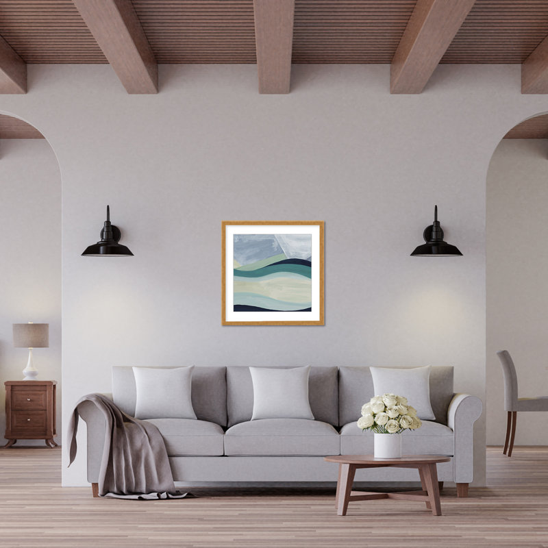 Coastal Retreat Serene Waters: Abstract Seaside, 24" H x 24" W