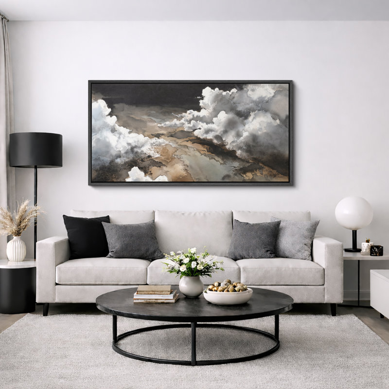 "Dramatic Storm Cloud Sky Landscape", très grandes photos, impression sur toile encadrée, H 30 po x l 60 po, Noir