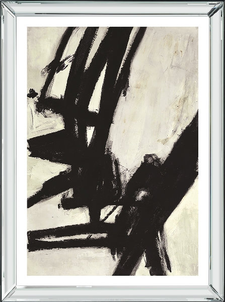 Nero 2 Contemporary Abstract - Single Picture Frame Print, Bevelled Mirror, 195.58 cm H x 144.78 cm W
