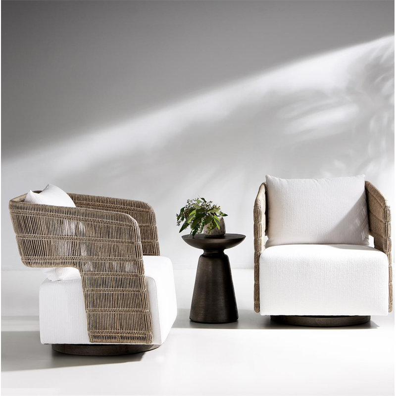 Bernhardt Maldives Outdoor Swivel Chair, Gray
