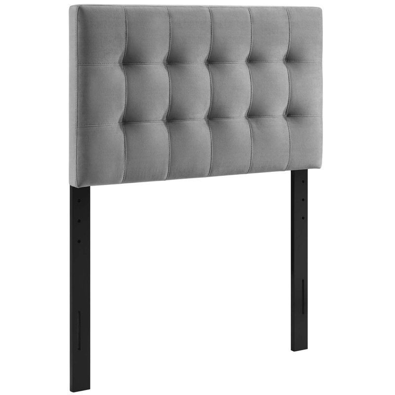 Gray Twin Upholstered Biscuit Tufted Velvet Headboard