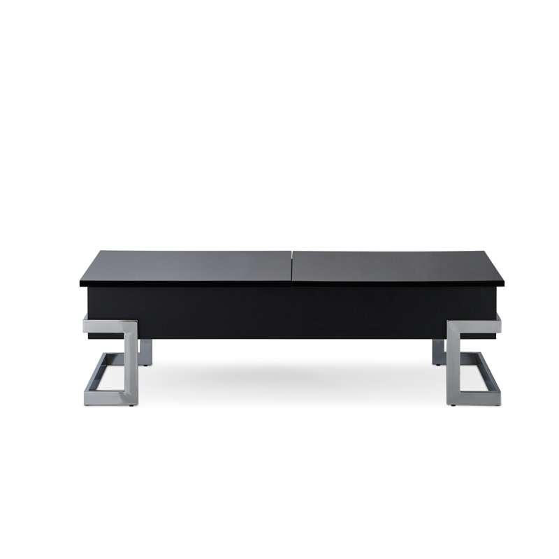 Table basse à plateau relevable avec rangement caché Fielder, Noir