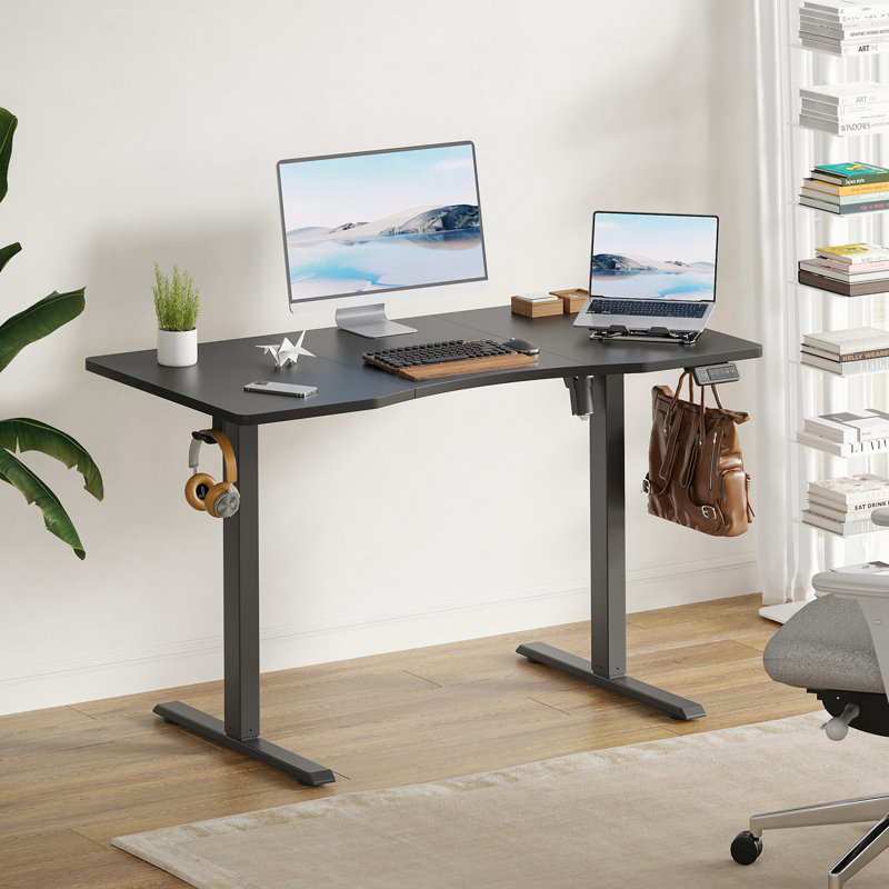 Buchholtz 120cm W Board Height Adjustable Rectangle Standing Desk, Black