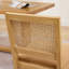 Ensemble de 2 chaises de salle à manger en rotin de style Mid-Century moderne avec dossier en canne et structure en bois massif, brun clair