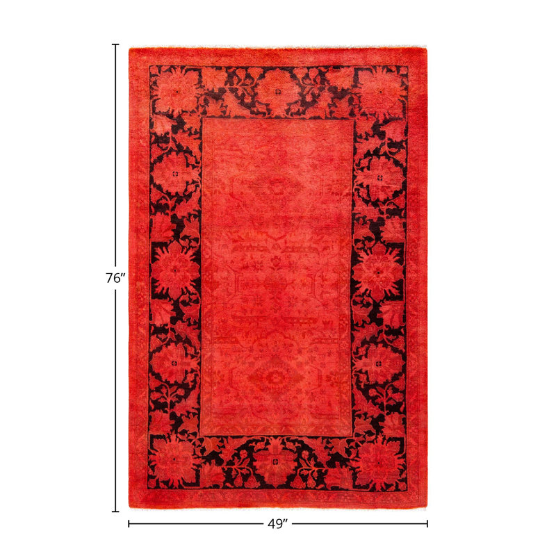Tapis noir / rouge Comisha One-of-a-Kind 4 pi 1 po x 6 pi 4 po Comisha