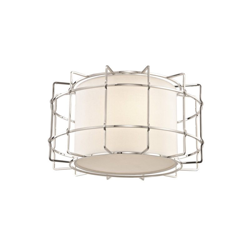 Timmy Fabric LED Flush Mount, Polished Nickel