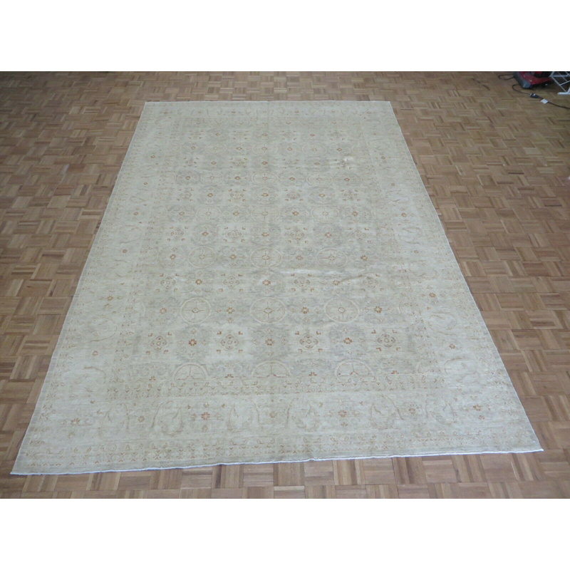 Tapis décoratif en laine de conception unique noué à la main brun clair/vert 8 pi 10 po x 12 pi 6 po Aubreyjo