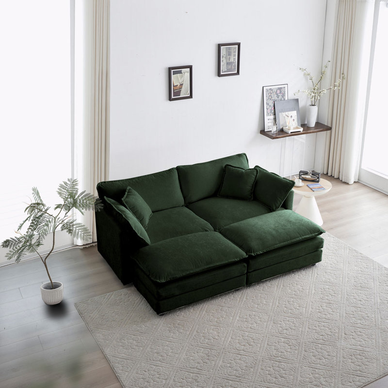 Canapé modulaire Chenille, H 33 po x l 76,7 po x P 35 po, 4, Vert