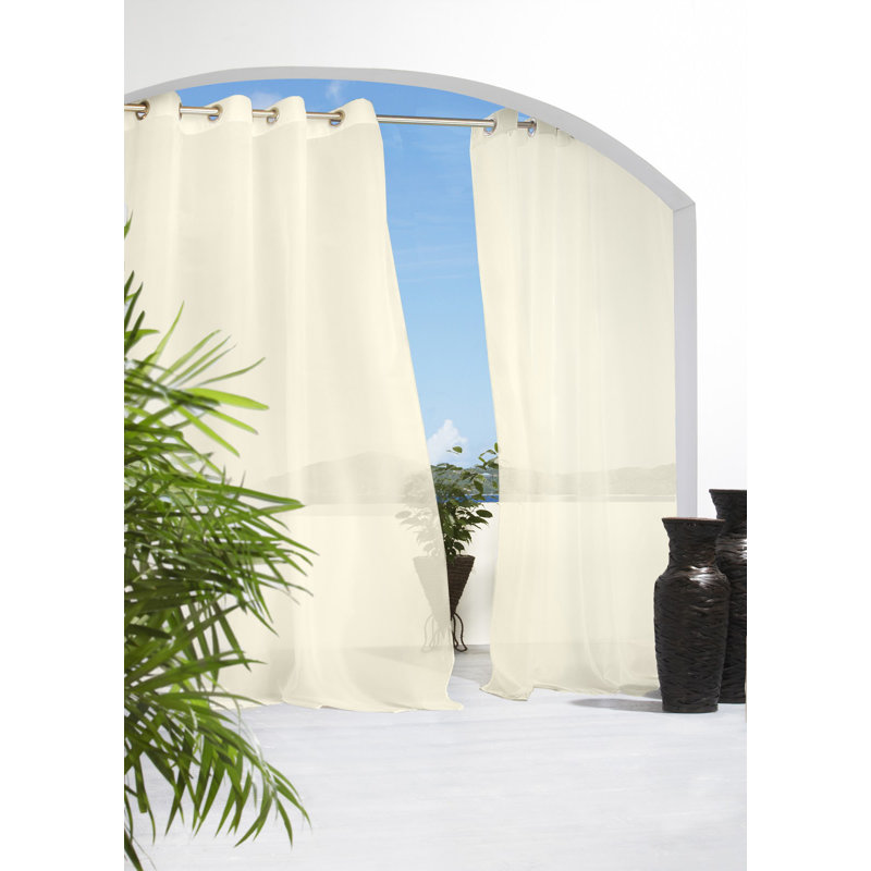 Panneau de rideau simple semi-diaphane avec œillets Jarold, Ivoire, L 54 po x L 96 po
