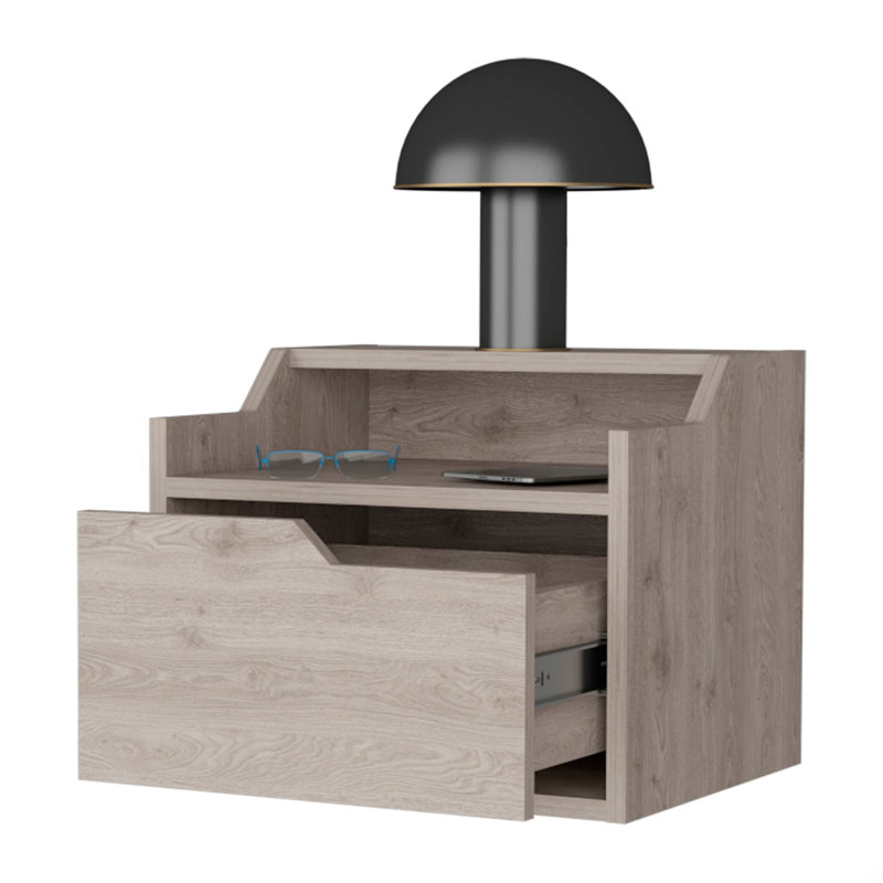 Table de chevet à deux tablettes, Gris clair